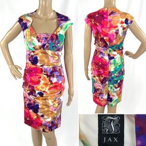 BNWT JAX watercolor ruched knee length dress
